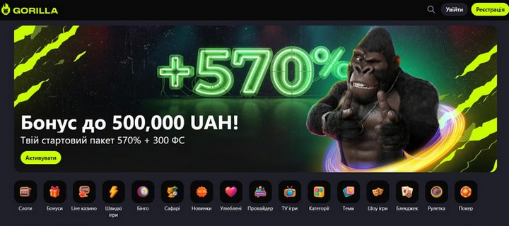 Обзор украинского онлайн казино Gorilla